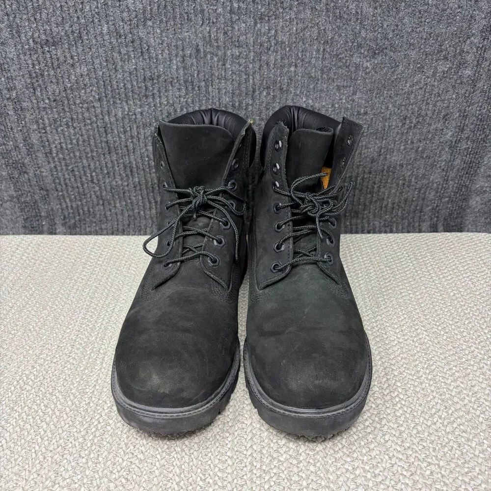 Timberland Premium 6” Waterproof Boots Black Nubuck Leather Mens 9 WIDE